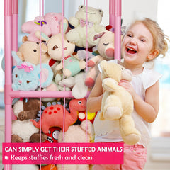 Ibnotuiy stuffed animal zoo storage close-up on sturdy PVC and hardware