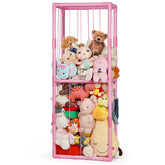 Ibnotuiy stuffed animal zoo storage front view keeps toys tidy with pink color