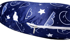 Stars and clouds print close-up on IBraFashion cover, breathable fabric.
