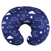 IBraFashion minky nursing pillow cover in navy with stars and clouds, soft against baby's skin
