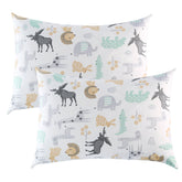IBraFashion toddler pillowcase front view with wild animals print, soft breathable cotton