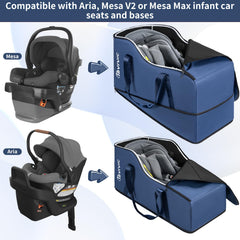 IBVIVIC airport-ready car seat bag blue base attachment demonstrates easy fixed installation.