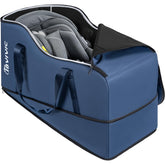 IBVIVIC car seat travel bag blue front view shows protective shell for air travel.