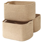 ICERZCZ large storage baskets in brown, folded for space-saving nursery organization.