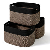 ICERZCZ storage basket black and jute front view for organized living room storage