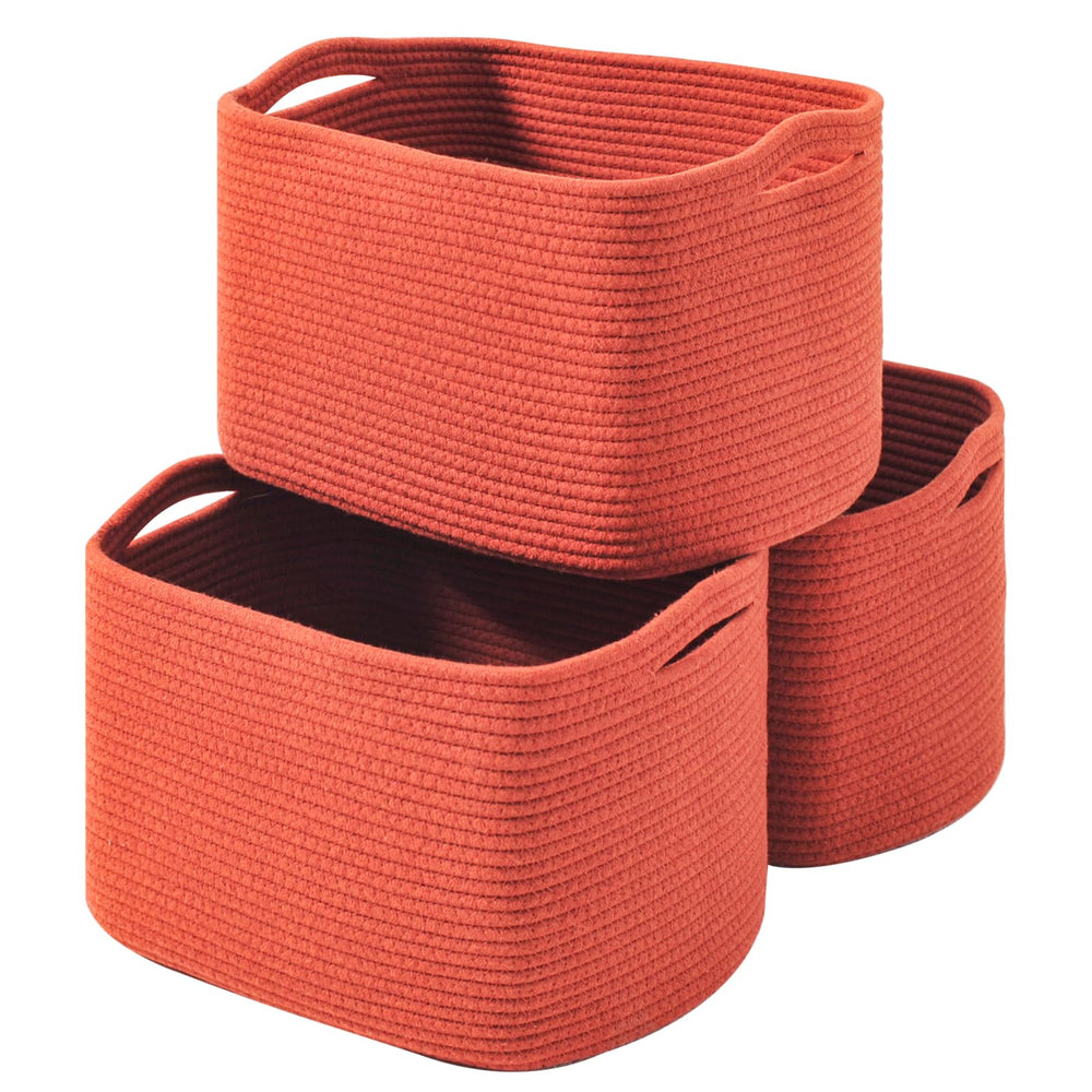 ICERZCZ storage baskets brick red on shelf deliver tidy, accessible overflow storage.