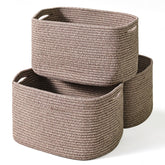 ICERZCZ storage baskets dark brown handles closeup for easy carrying.