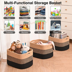 ICERZCZ storage baskets on living room shelf as decorative storage solution.