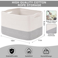 ICERZCZ storage baskets soft-cotton-rope provide durable yet gentle storage for clothes.