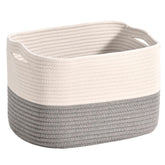 ICERZCZ woven basket in off-white and grey, ideal for organizing living room clutter