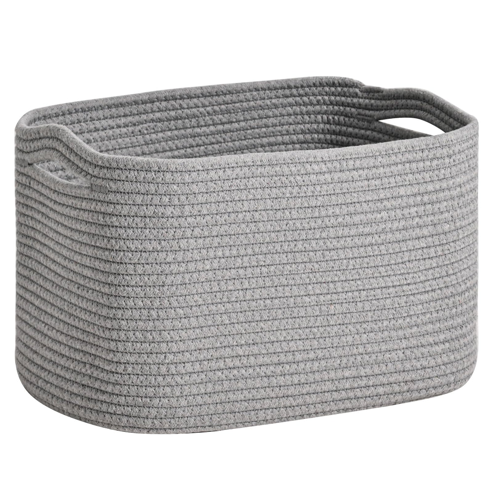 ICERZCZ woven cotton rope storage basket in living room setup for tidy clutter management
