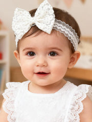 ICKEYOU baby bow lace headband with white butterfly knot for newborns