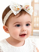 ICKEYOU baby girls bow headband lace beige-pink ideal for newborn photos.