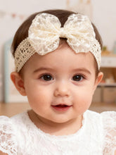 ICK EYOU beige lace bow headband with soft breathable fabric for daily wear.