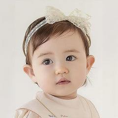 ICKEYOU christening headband with bow lace details for special occasions