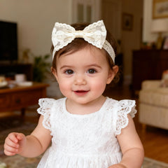 ICKEYOU christening and birthday headband adds charm to photos.