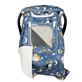 ICOPUCA car seat cover peekaboo window for quick baby checks and privacy