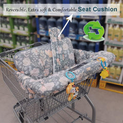 ICOPUCA shopping cart cover folded for compact storage in a diaper bag.