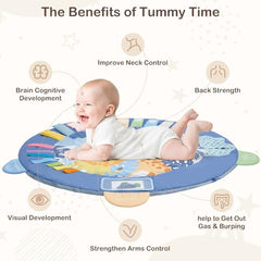 ICOSY Baby Play Gym Mat animal designs captivate little observers during play.