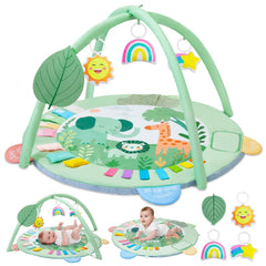 ICOSY Baby Play Gym Mat assembly shows quick setup for cozy tummy time sessions.