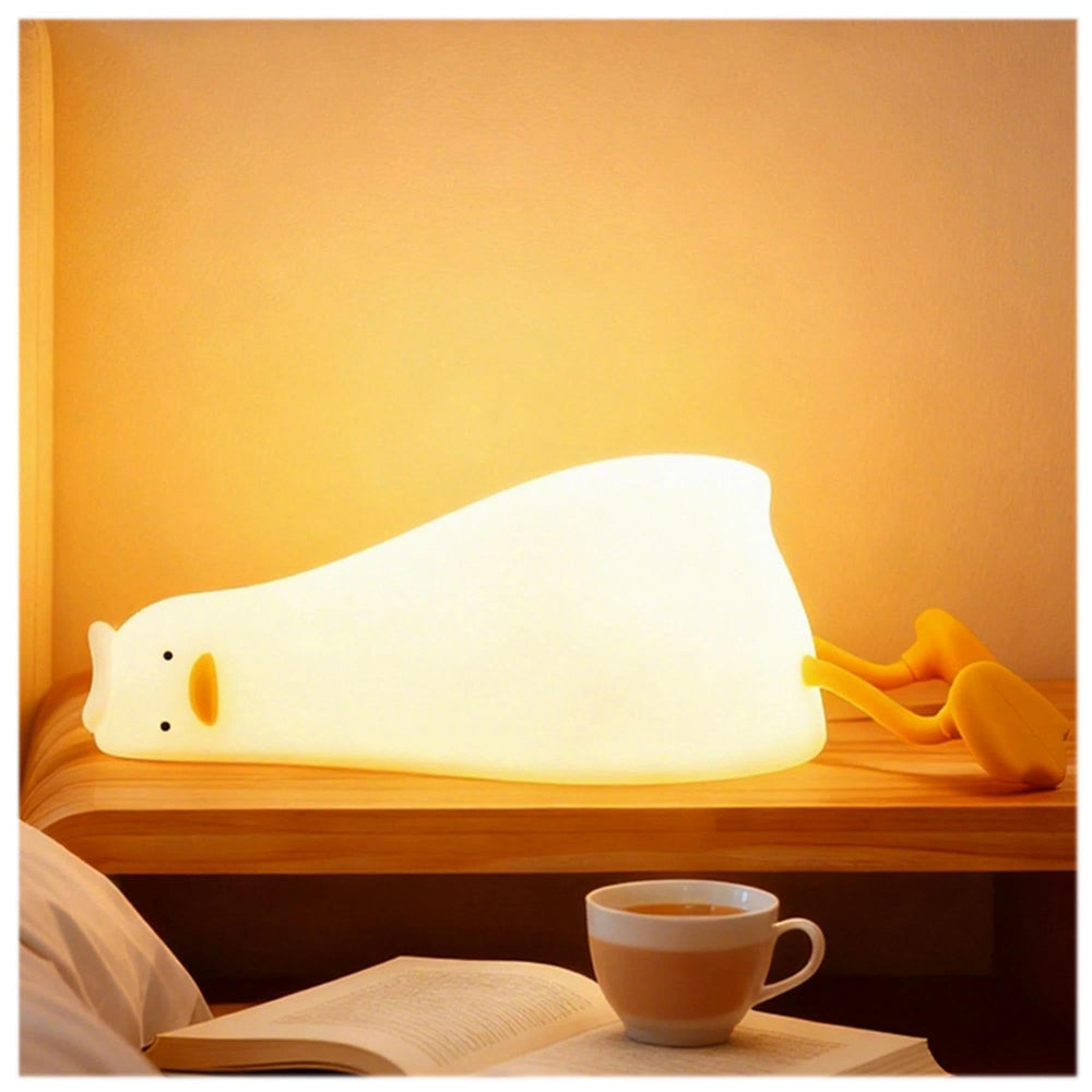 Icotoibabie lying-flat-duck night light on bedside with warm glow for bedtime