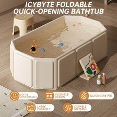 IcyByte baby foldable bathtub base close-up highlights a stable non-slip surface.