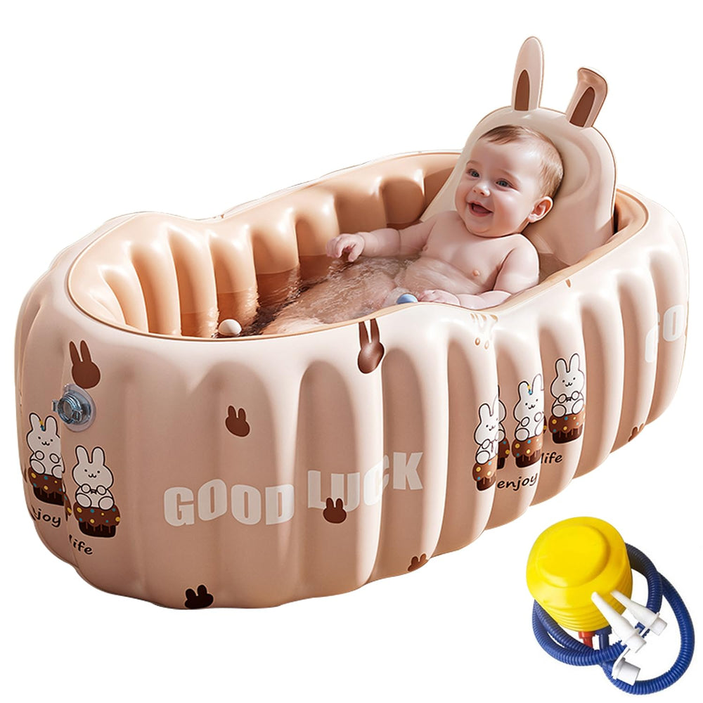 IcyByte inflatable baby bathtub seat cushion provides comfortable seating during bath time.