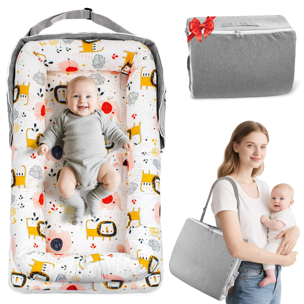 Idudbid baby lounger nest breathable-cotton provides airy comfort for newborn lounging.