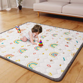 ieBabay boho rainbow play mat close-up surface showing soft microfiber for baby comfort and naps.