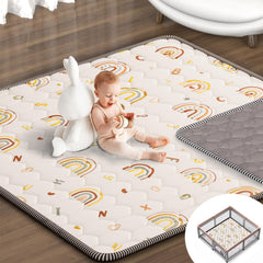 ieBabay Boho Rainbow Play Mat top view shows large 50x50 space for safe crawling
