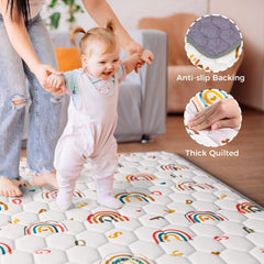 ieBabay boho rainbow play mat letters design helps early literacy during play.