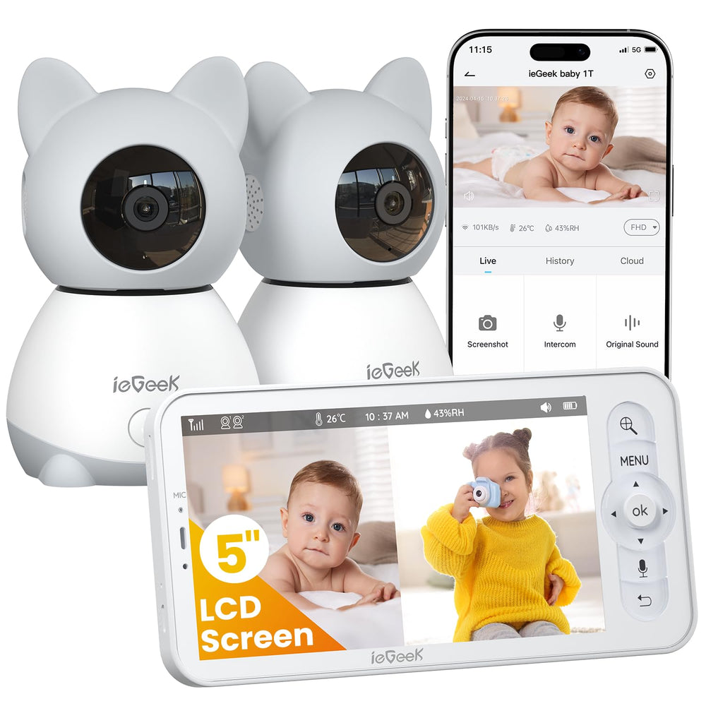 ieGeek baby monitor 2K display provides crisp daytime and night viewing for quick checks