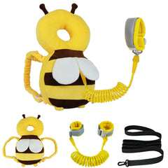 IELECMG baby head protector backpack yellow bee front view helps keep crawlers safe.