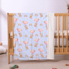 iEvolve baby blanket demonstrates machine washable easy care