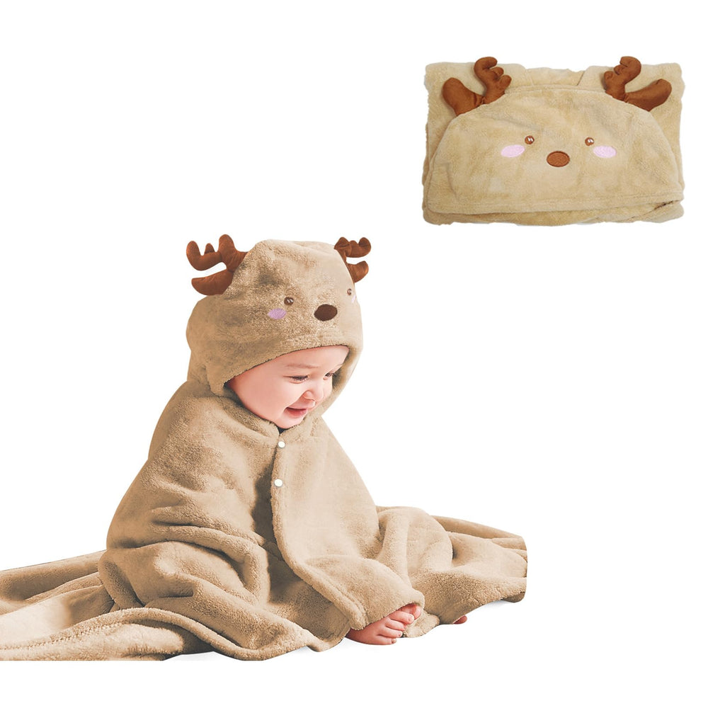 IFaryMes toddler hooded coral fleece towel for quick post-bath drying.