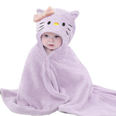 IFaryMes toddler hooded purple cat towel keeps kids warm after baths