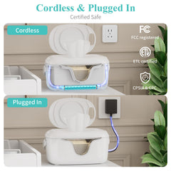 IGERI wipe warmer temperature control showing three warmth settings for comfort
