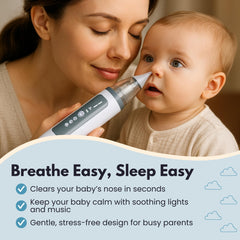 IGGODO nasal aspirator shows calming music and lights to soothe baby