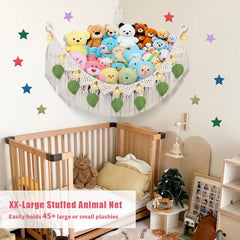 iHansee 56x45x45 jumbo plushie net holds about 45 medium toys for clutter-free rooms