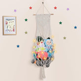 iHansee 63-inch cream stuffed animal hammock shows organized toy storage