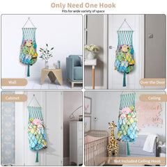 ihansee aqua boho tassels decor enhances nursery while organizing plush toys