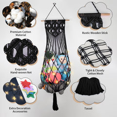 iHansee black plush toy net filled with plushes showcasing spacious storage