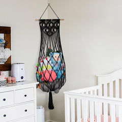 iHansee boho macrame toy net close-up shows durable cotton ropes and tassels