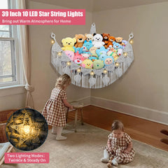 iHansee gray plush net with LED star light enhances night-time calm and whimsy