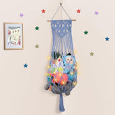 iHansee stuffed-animal-hammock-63inch displays sturdy cotton rope storage for plush toys
