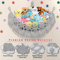 iHansee stuffed animal storage with wooden diamond beads detail