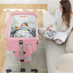 Ihoming bassinet lightweight frame for easy moving beside the bed.