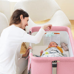 Ihoming bassinet storage basket keeps essentials within reach.