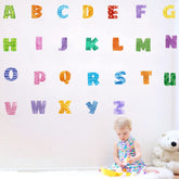 iinuu alphabets wall decals bright colors on wall to spark learning and curiosity.
