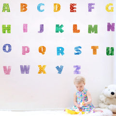 iinuu alphabets wall decals bright colors on wall to spark learning and curiosity.